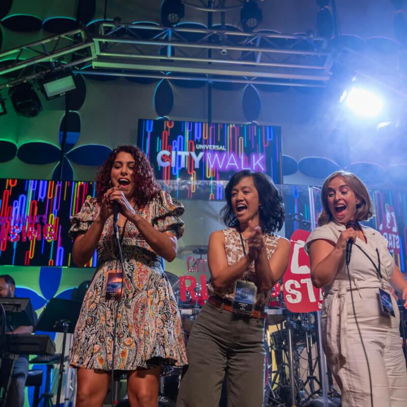 Event attendees on stage at CityWalk’s Rising Star.