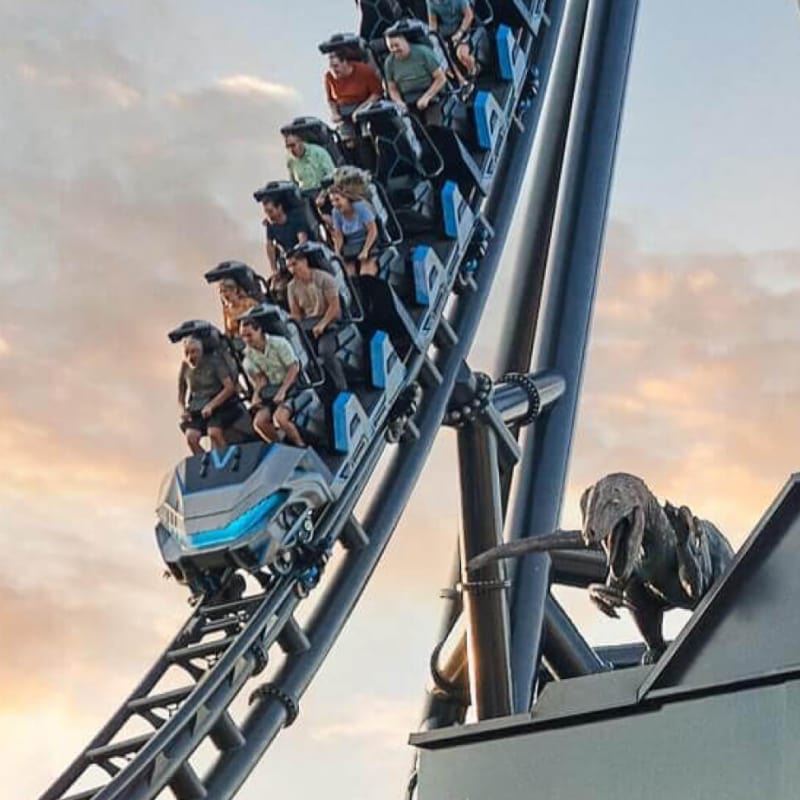 People riding the Velocicoaster Ride