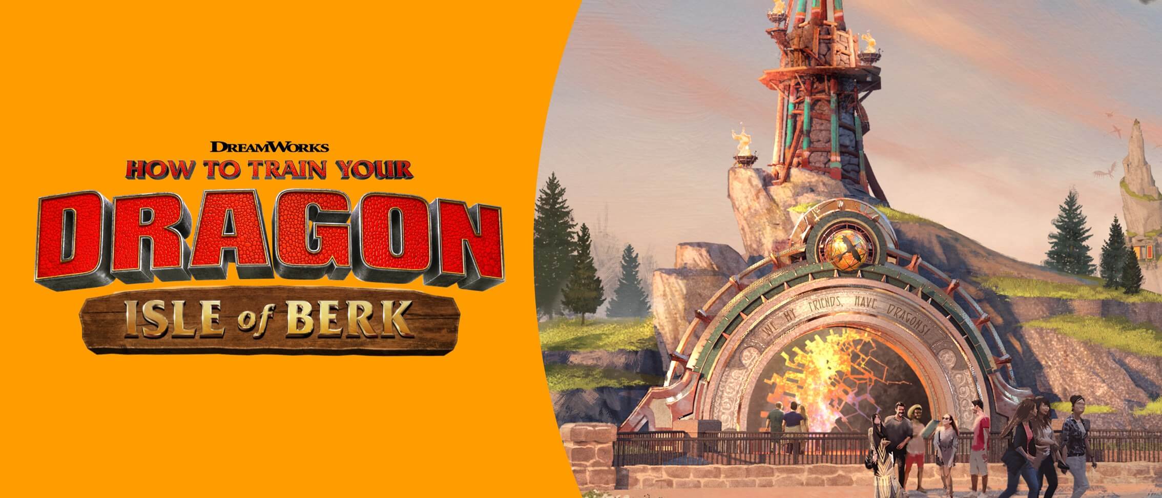 Artist conceptual rendering - How to Train Your Dragon – Isle of Berk portal entrance in Universal Epic Universe at Universal Orlando Resort.