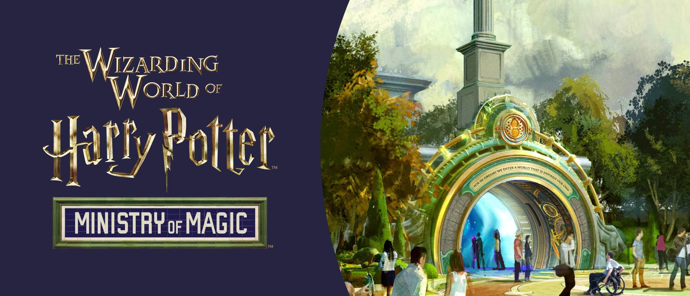 Artist conceptual rendering - Wizarding World of Harry Potter™ - Ministry of Magic™ portal entrance in Universal Epic Universe.