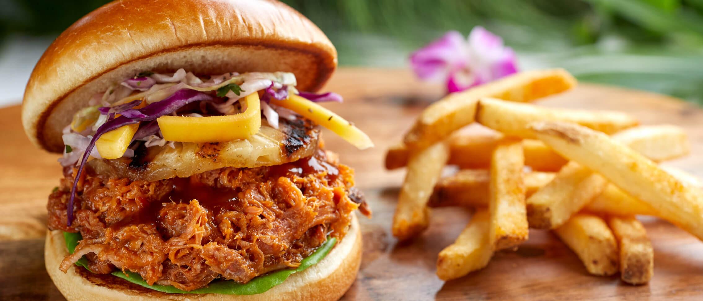 The Social Club sandwich at the Kohola Reef Restaurant & Social Club at Universal Volcano Bay