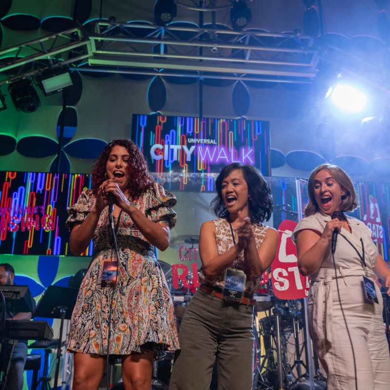 Event attendees on stage at CityWalk’s Rising Star.
