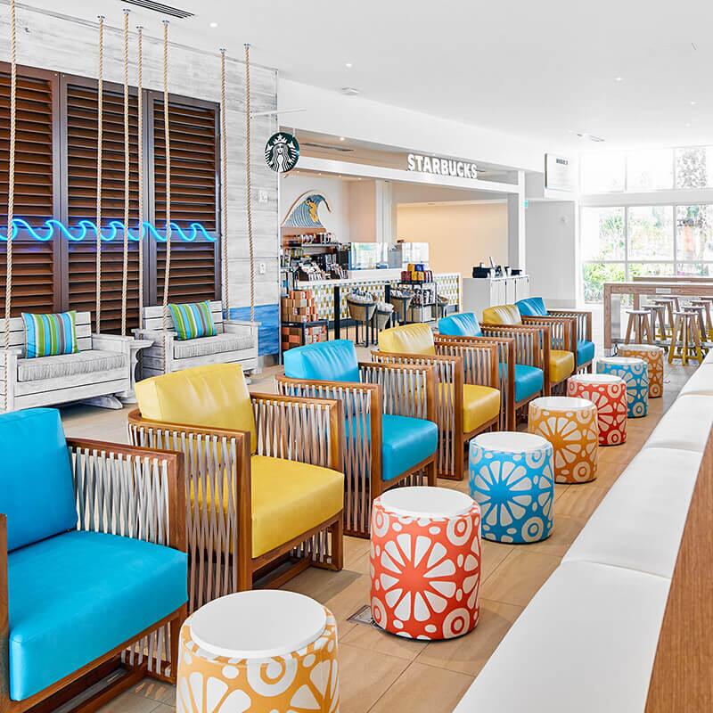 The Starbucks in the lobby of Universal Endless Summer Resort - Surfside Inn and Suites.