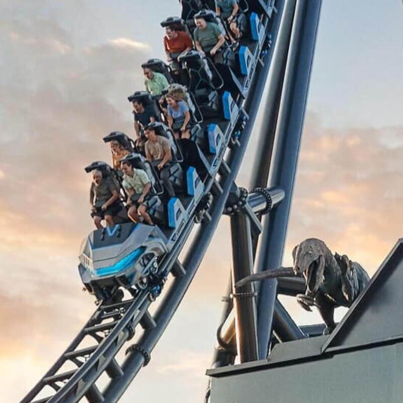 People riding the Velocicoaster Ride