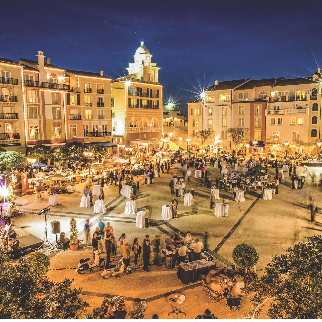 Events at night at Loews Portofino Bay Hotel