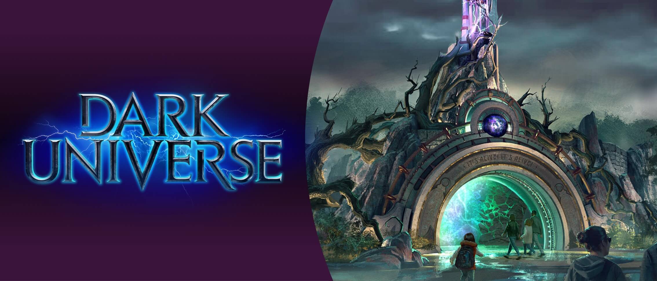 Artist conceptual rendering - Dark Universe portal entrance in Universal Epic Universe at Universal Orlando Resort.