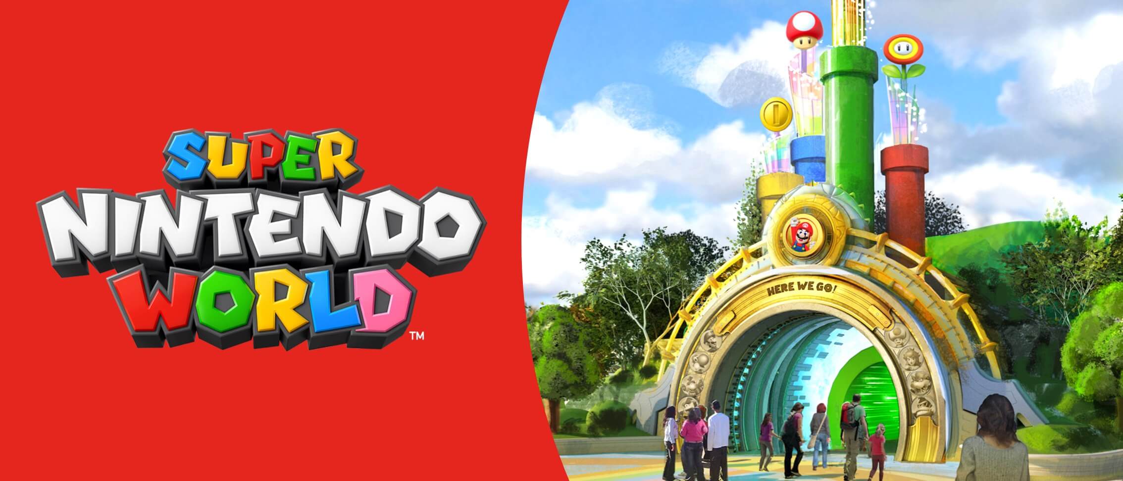 Artist conceptual rendering - SUPER NINTENDO WORLD™ portal entrance in Universal Epic Universe at Universal Orlando Resort.