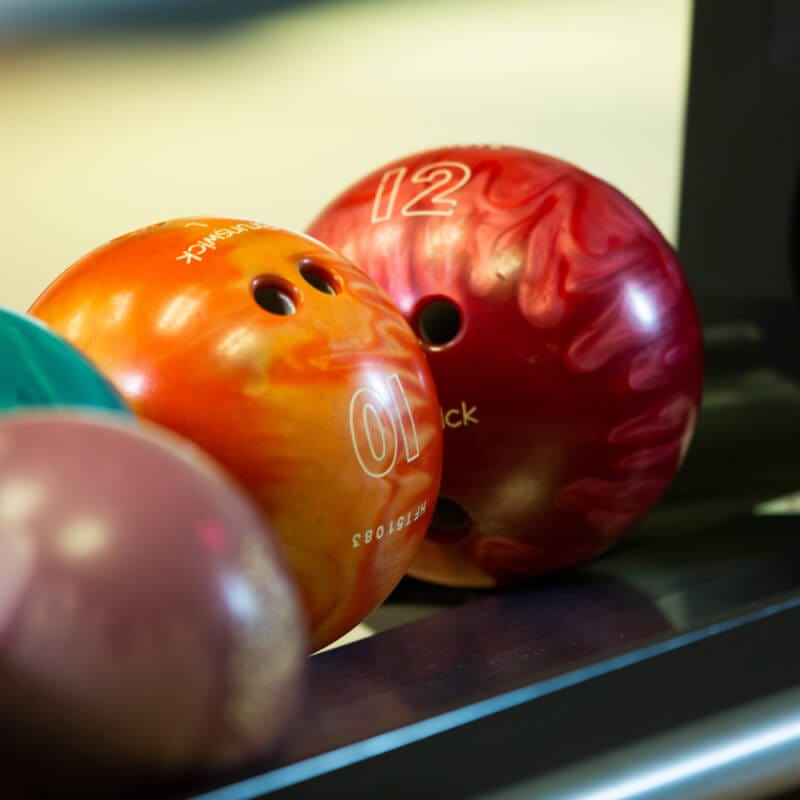 Bowling balls at Galaxy Bowl