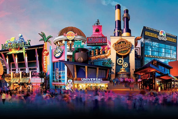 An artist rendering of City Walk at Universal Studios Orlando.