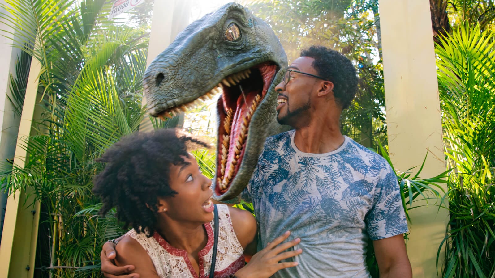 Guests meet Blue at the Raptor Encounter in Universals Islands of Adventure.