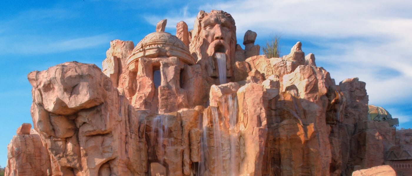 Mountains and waterfall in The Lost Continent