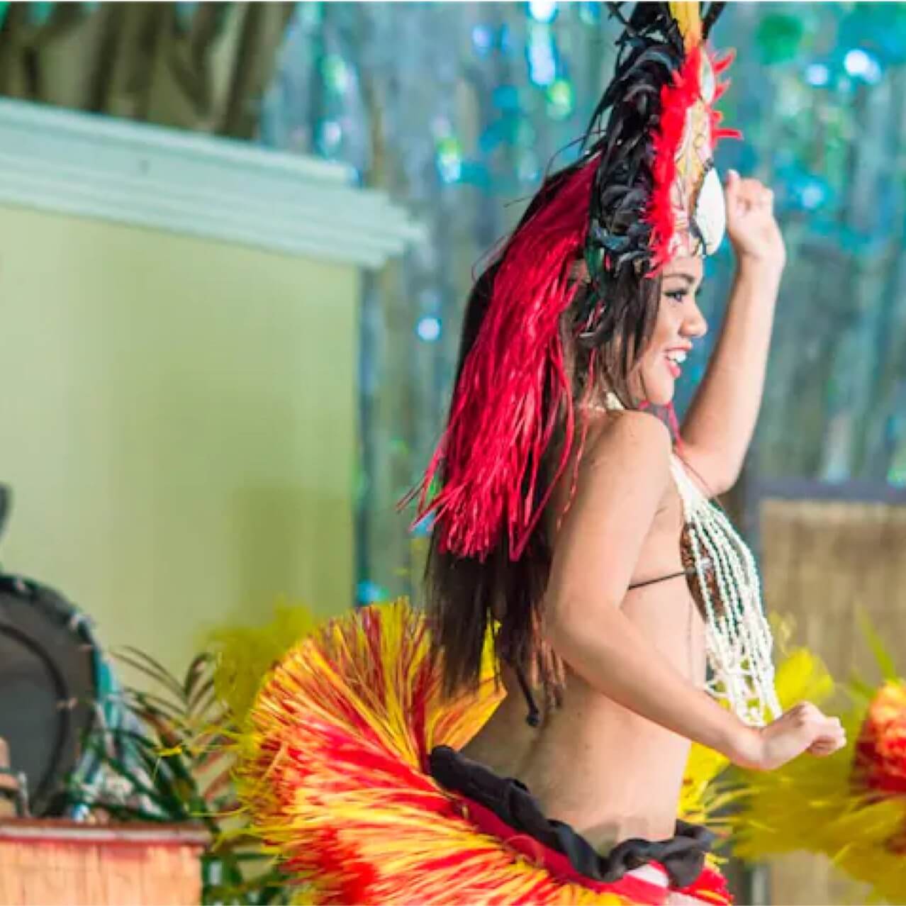 Dancers perform a Polynesian dance during the Wantilan Luau at Loews Royal Pacific Resort in Universal Orlando.