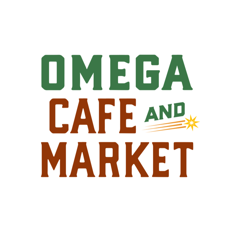 The logo for Omega Cafe and Market.