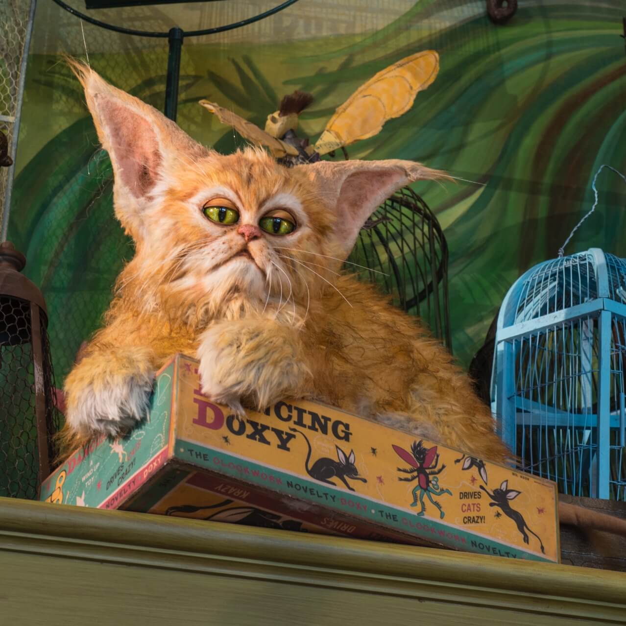 A stuffed kneazle, a magical creature on display inside the Magical Menagerie gift shop at The Wizarding World of Harry Potter at Universal Studios Orlando.