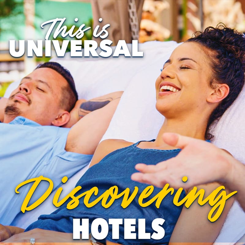 A couple Sun Bathing. Caption "Discovering Hotels"