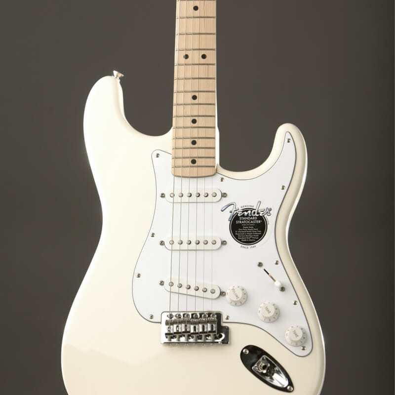 A Fender Stratocaster guitar in the Hard Rock Cafe at Universal Orlando.