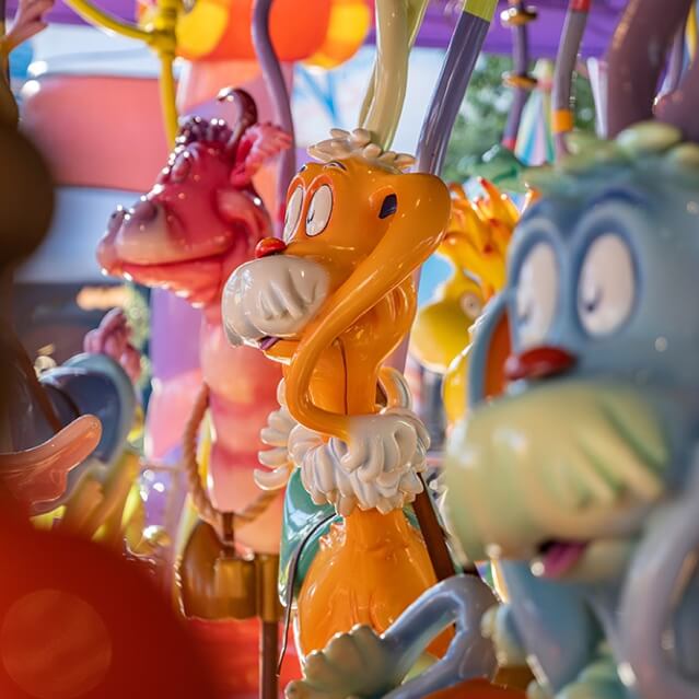 The Caro-Seuss-EL (carousel) at Seuss Landing featuring life-size Dr. Seuss characters as seats.
