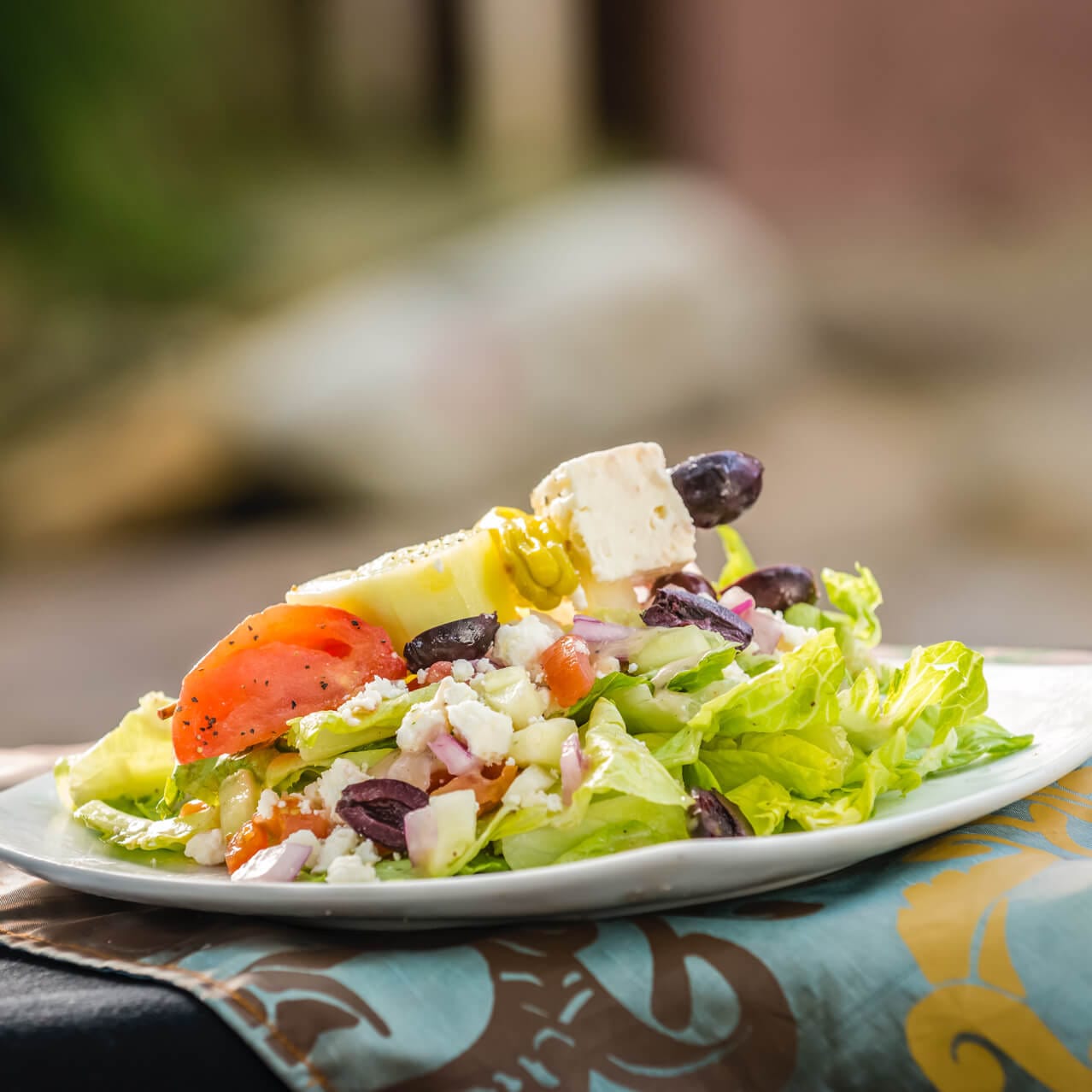 A fresh Greek salad from Doc Sugrue's Desert Kebab House in Universal's Islands of Adventure.