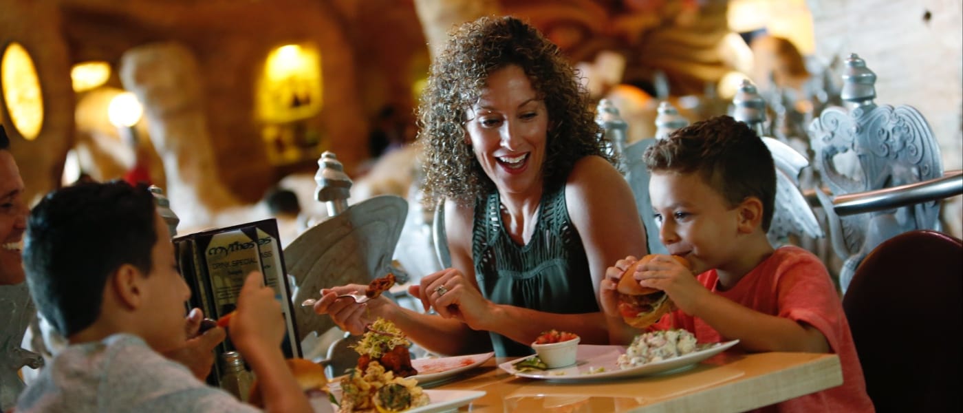 Family dining at restaurant