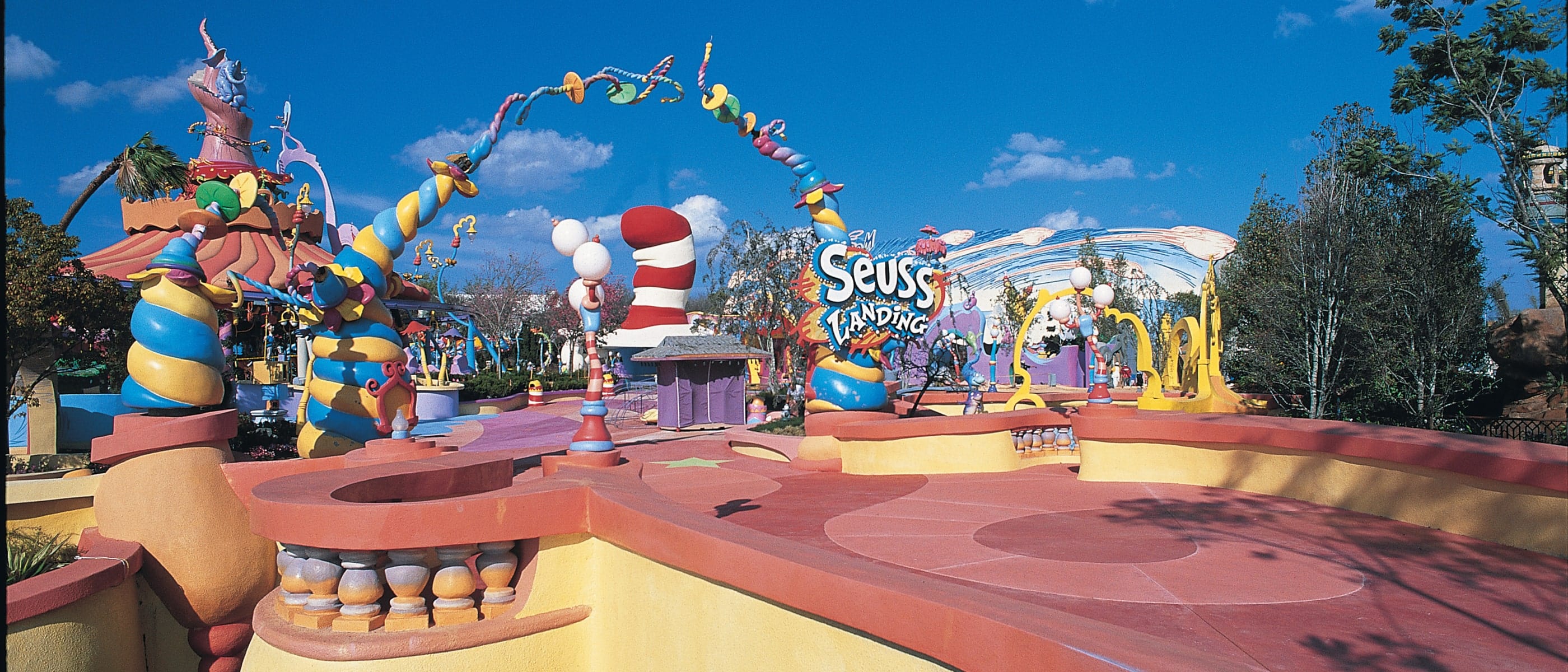 The front entrance to Seuss Landing at Universal Island's of Adventure.