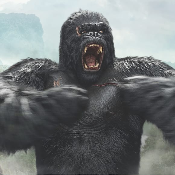 Kong roars ferociously during the Skull Island: Reign of Kong attraction at Universal's Islands of Adventure.