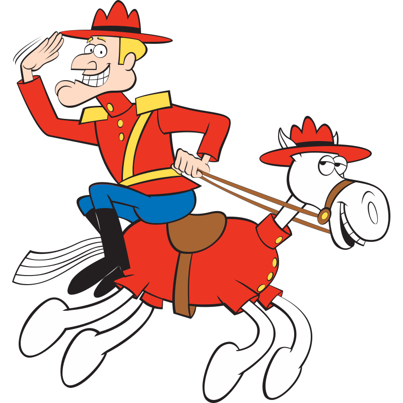 Cartoon image of Dudley Do-Right on his horse