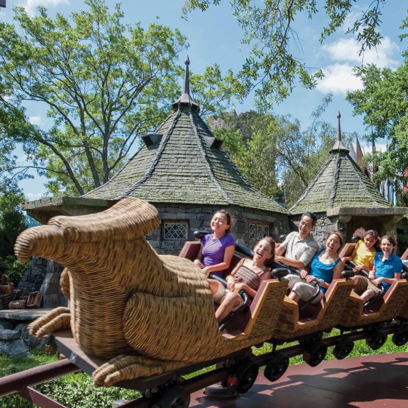 Guests riding on Flight of the Hippogriff