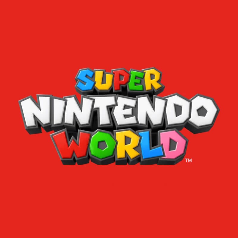 SUPER NINTENDO WORLD™ Logo on a red background