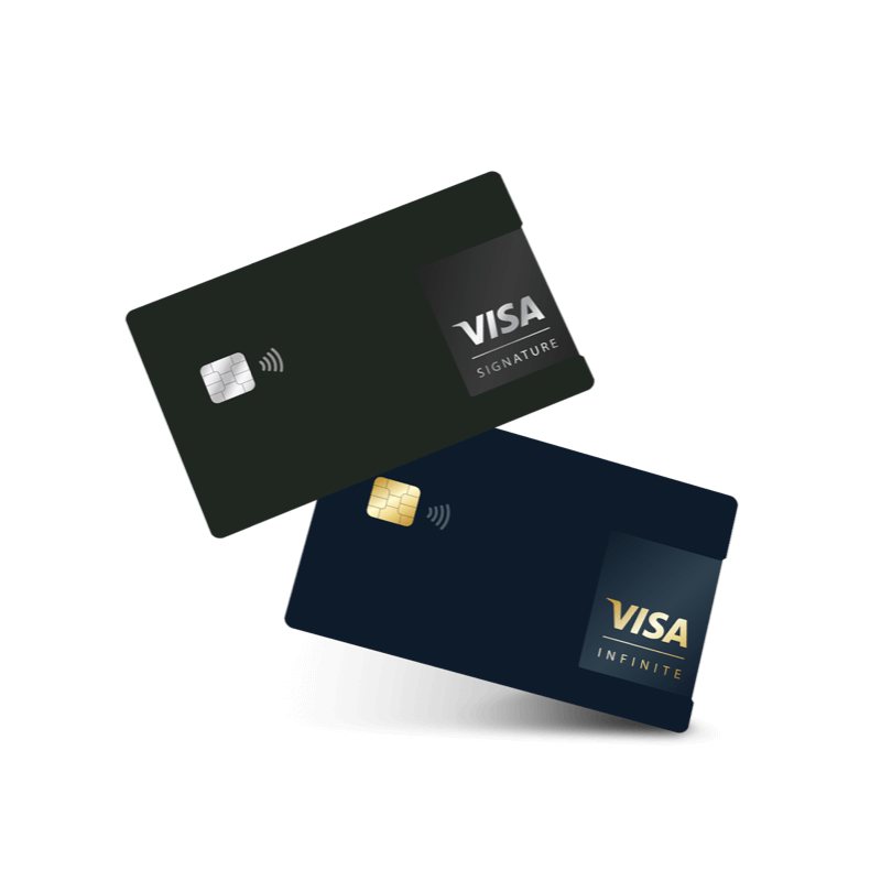 Two Visa credit cards stacked on top of each other.