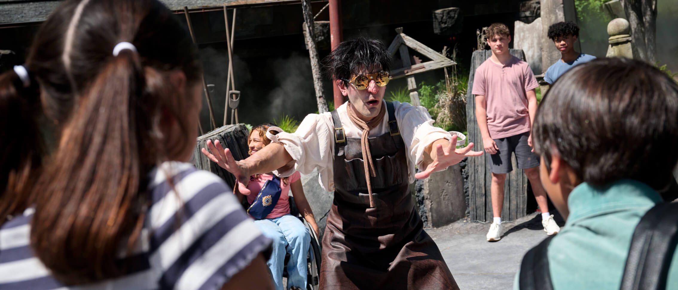 Guests meet Ygor, Dr. Frankenstein's laboratory assistant, in Darkmoor Village