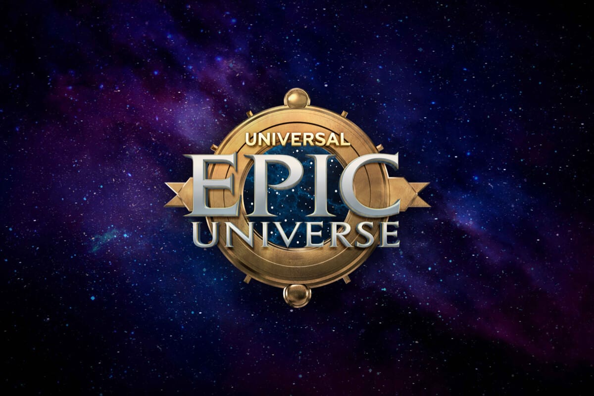Universal Epic Universe logo against a galaxy of stars.