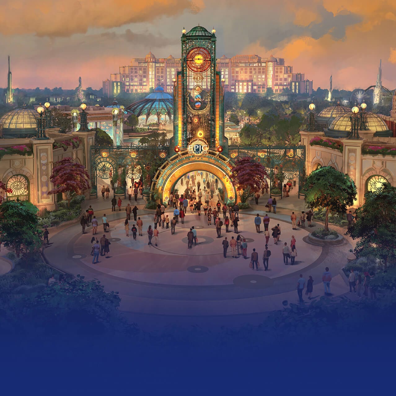 Artist conceptual rendering Guests enter the portal to Celestial Park, the Heart of Universal Epic Universe.