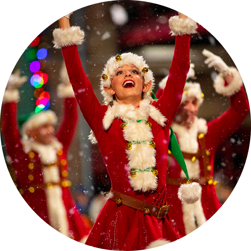 Elves dancing at the Universal Orlando Parade.