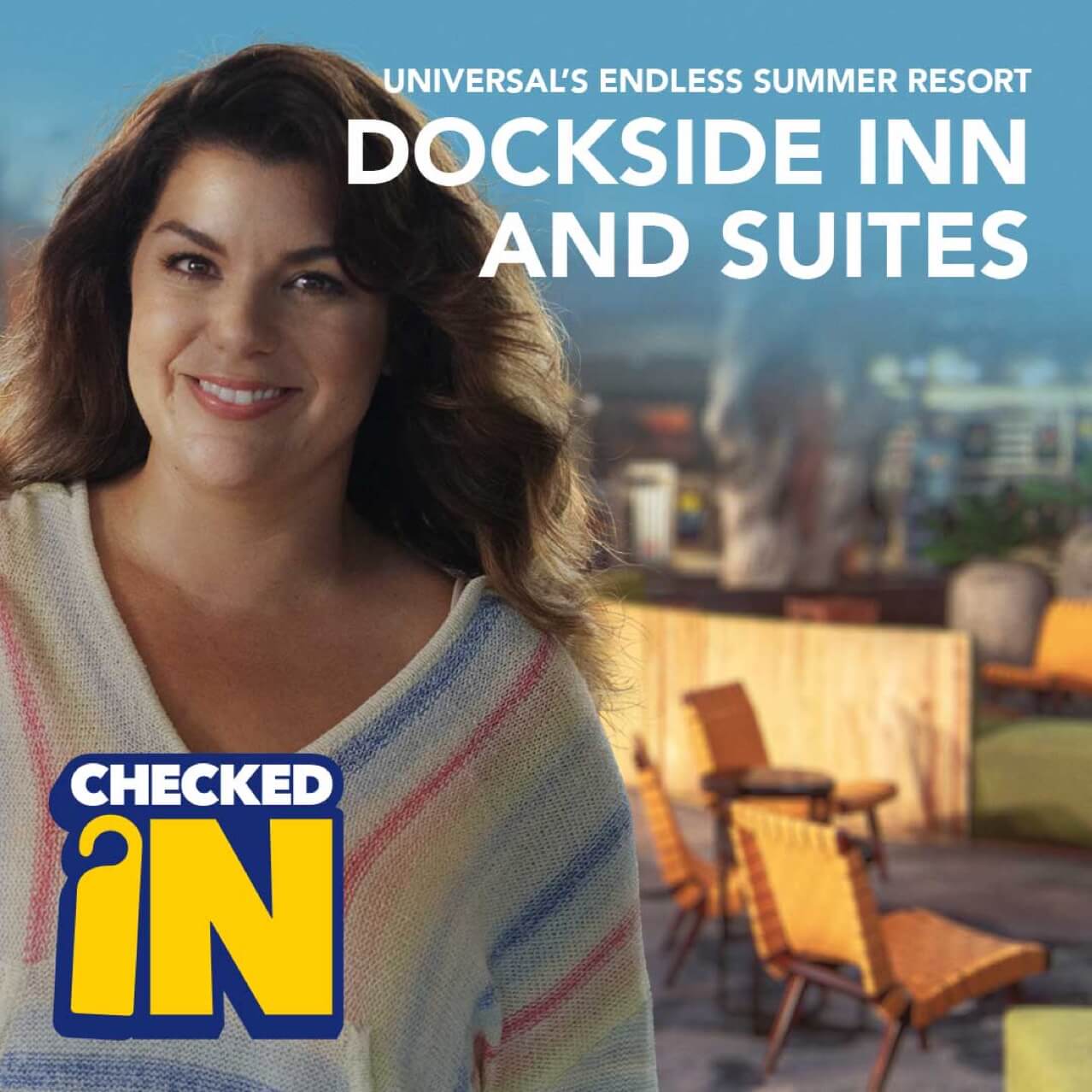 Leyla smiling in front of Dockside Inn and Suites.
