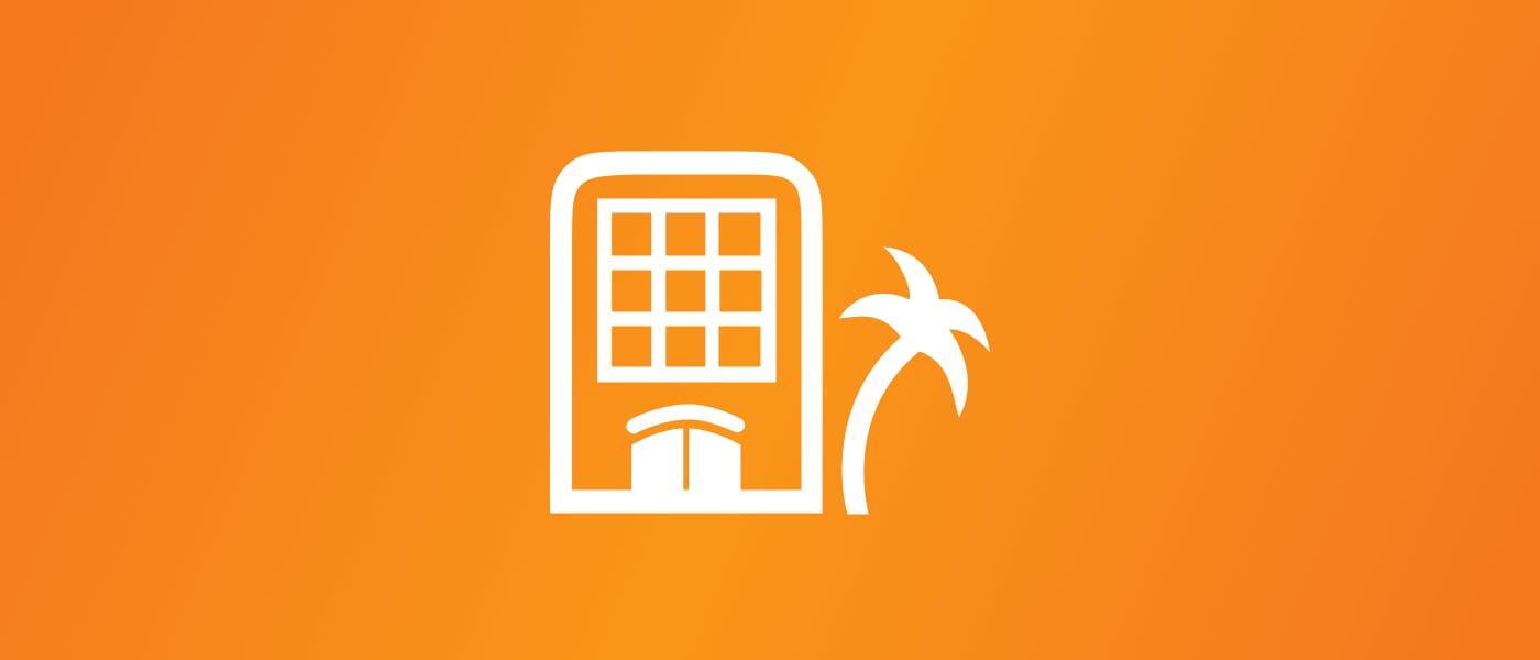 Hotel and palm tree icon