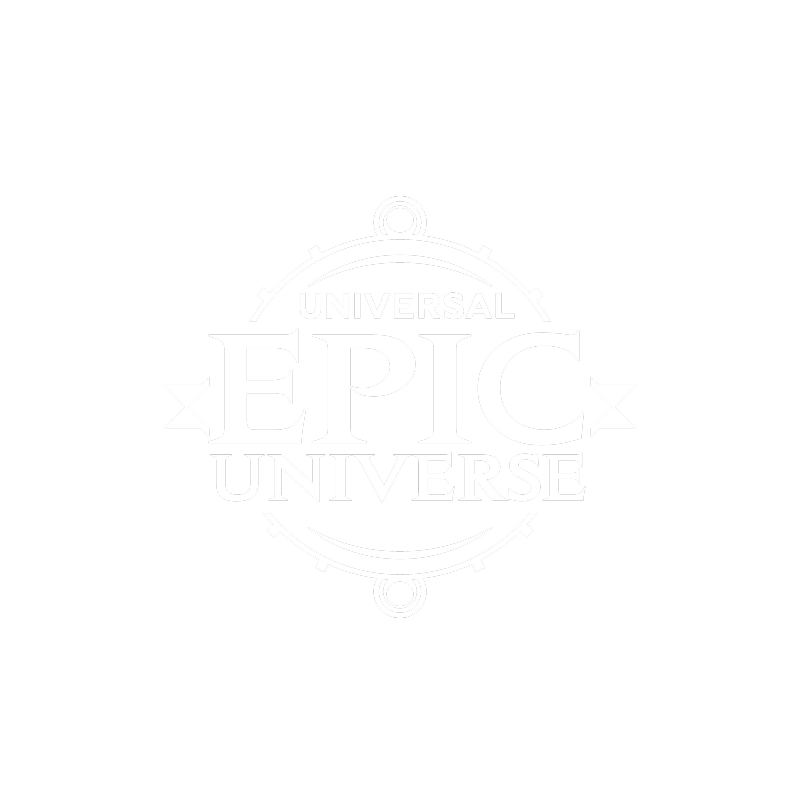 The white Universal Epic Universe logo over a dark blue background.