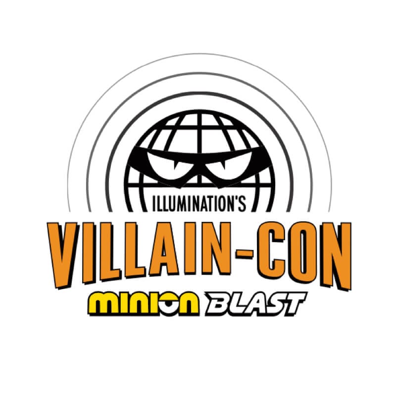 The logo for Illumination's Villain-Con Minion Blast at Universal Studios Florida.