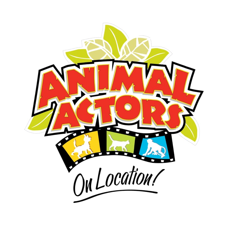 The logo for Animal Actors On Location, a live show at Universal Studios Orlando.