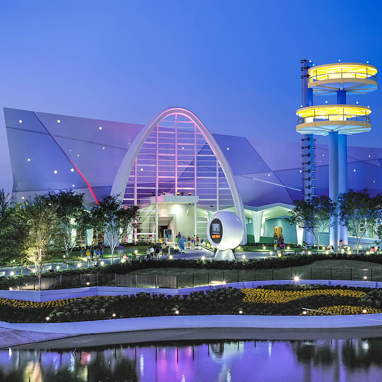 The exterior of Men in Black Alien Attack in the World Expo area of Universal Studios Orlando.