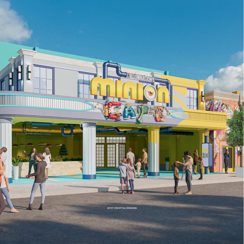 An artist rendering of Illumination’s Minion Cafe