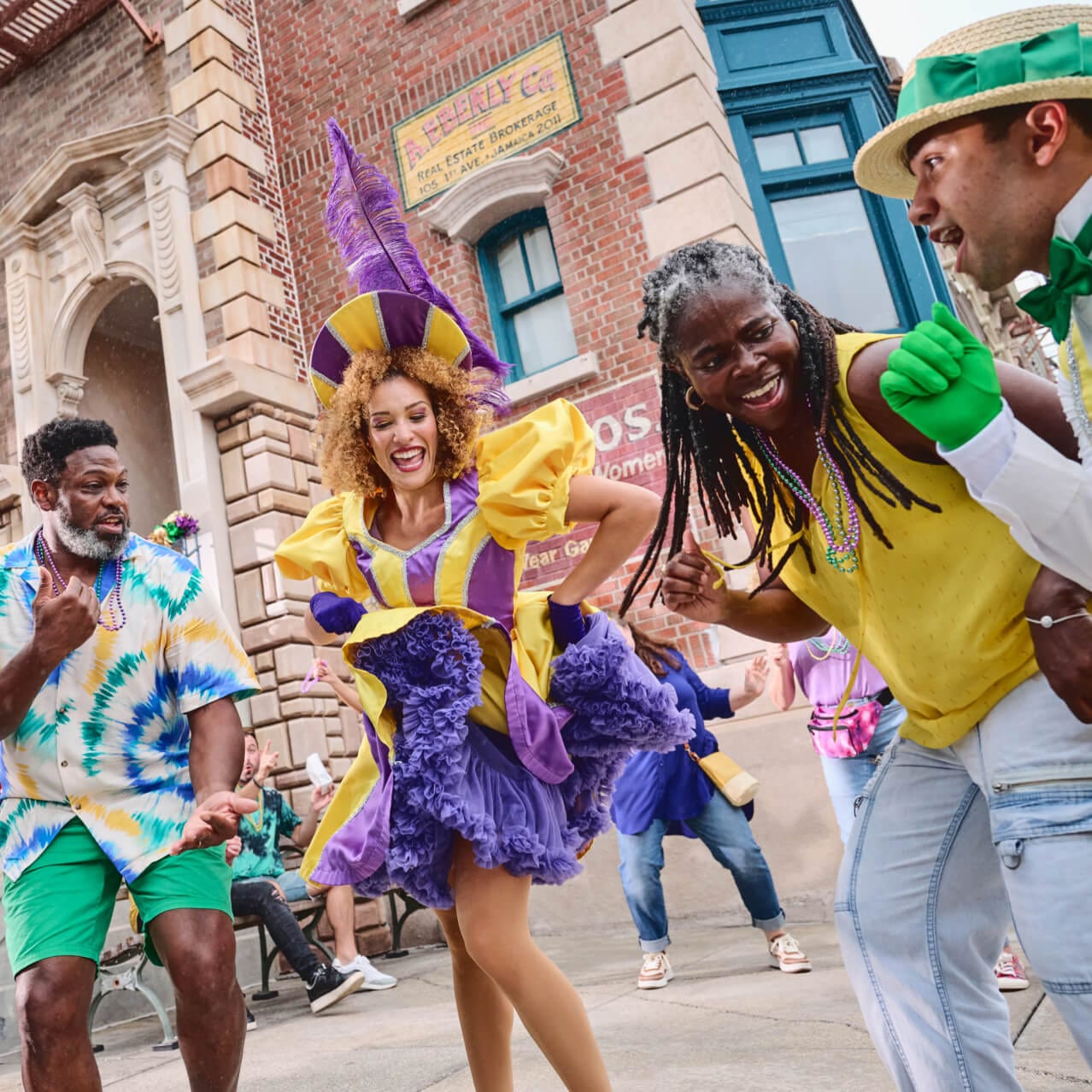 sachin and babi light blue dress Universal Orlando Mardi Gras 2026