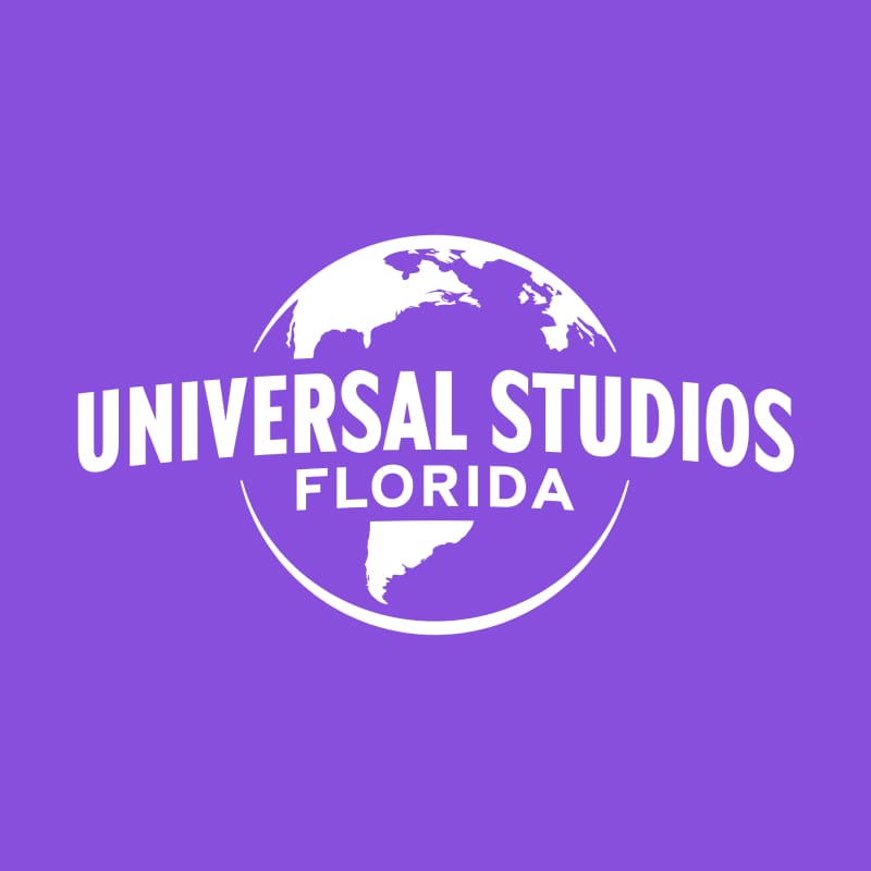 The logo for Universal Studios Florida against a purple background.