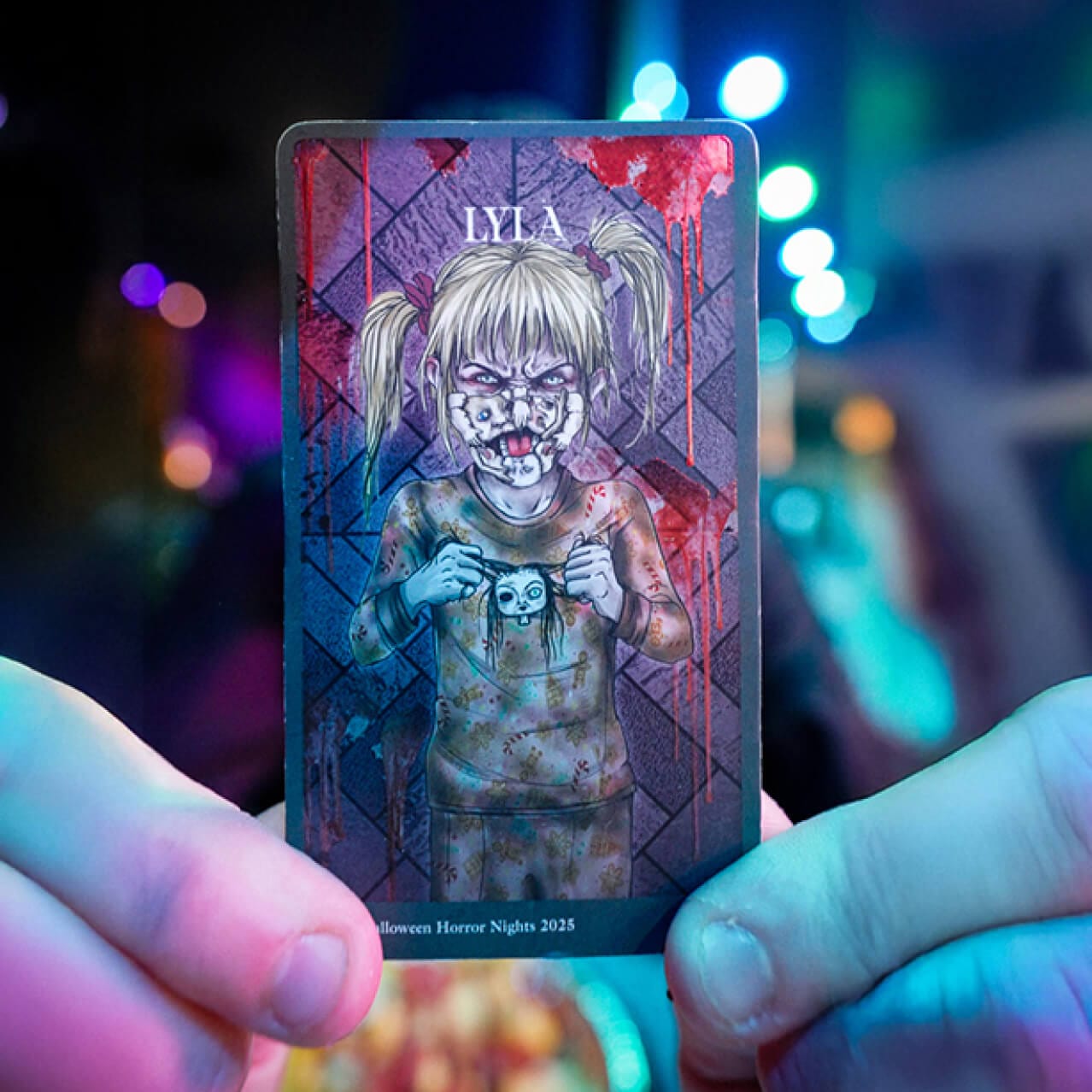 The Lyla collectible trading card for the Backlot Club at Halloween Horror Nights.