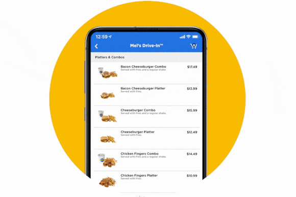 A burger, shake and fries in the Universal Orlando app.