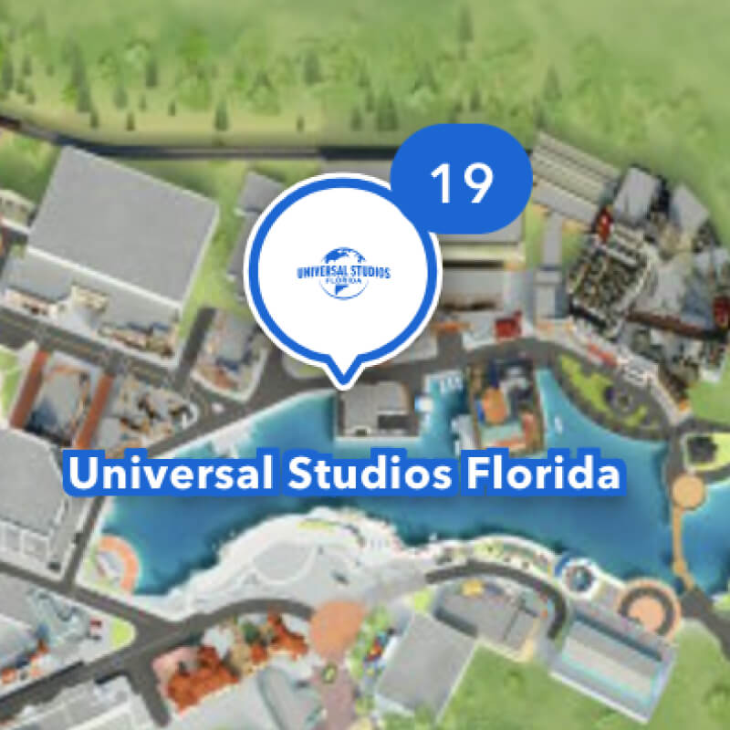 Top level view of the Universal Studios Florida Interactive map.