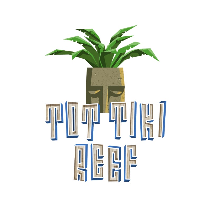 El logotipo de Tot Tiki Reef en Universal's Volcano Bay.