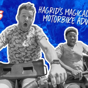 Os apresentadores do Ride Guys levarão você em uma excursão com todos os detalhes e informações que você deve saber sobre a atração Hagrid's Magical Creatures Motorbike Adventure.