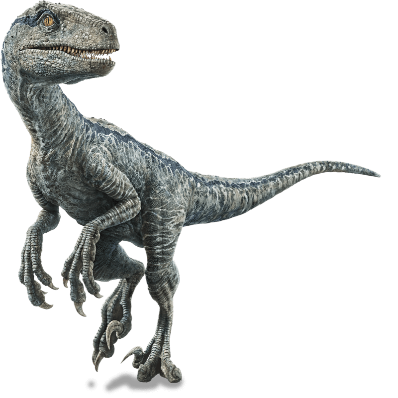 Imagem animada por computador de Blue, o raptor