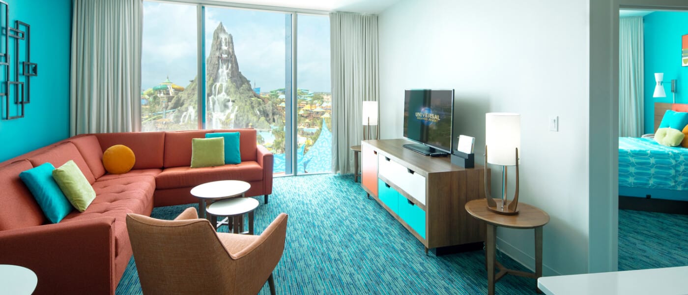 Interior view of a Universal Cabana Bay Beach Resort family suite