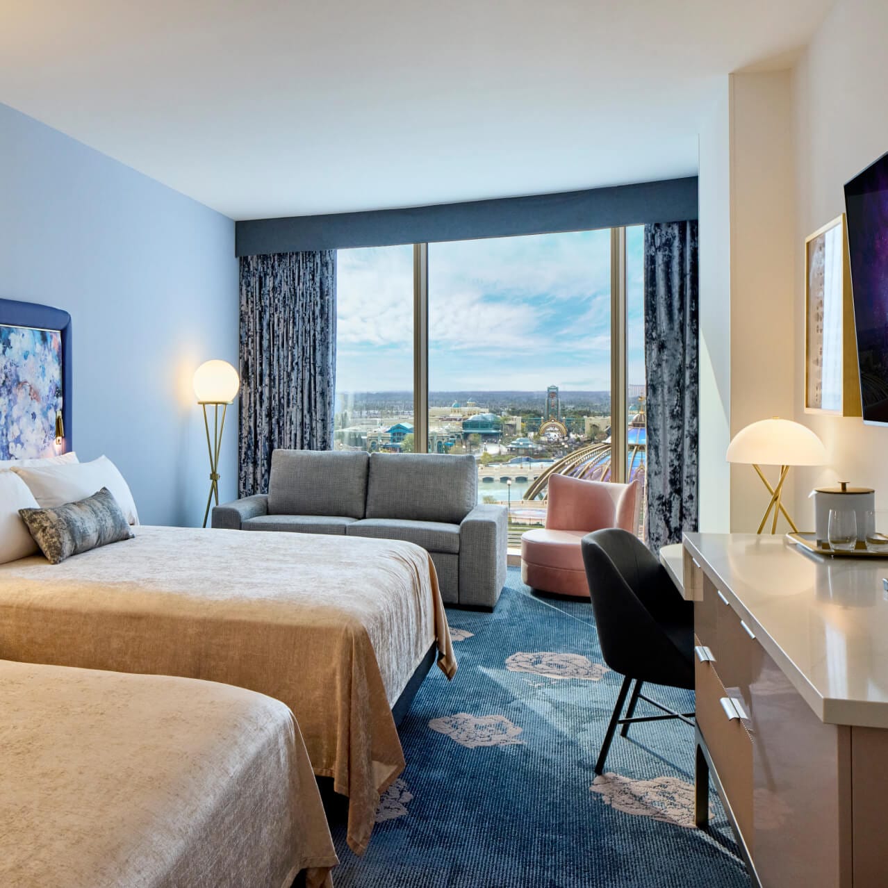 A Standard Double Queen Bedroom at Universal Helios Grand Hotel, a Loews Hotel.